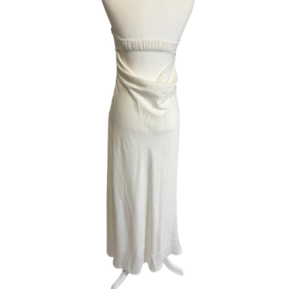 White Satin Strapless Maxi Dress - Picture 4 of 7